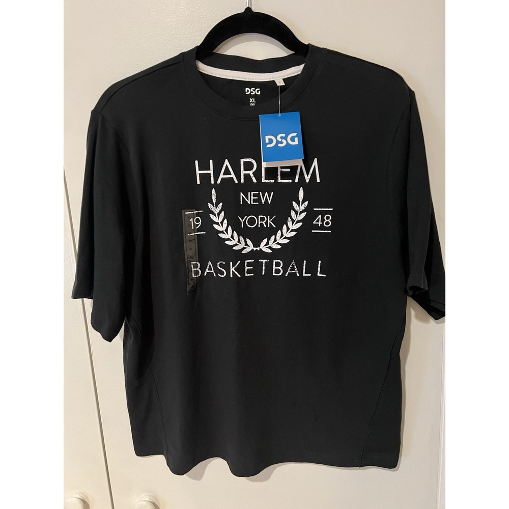 NWT DSG Girl's Size XL (16) Boxy Graphic Tee Black Harlem New York Basketball